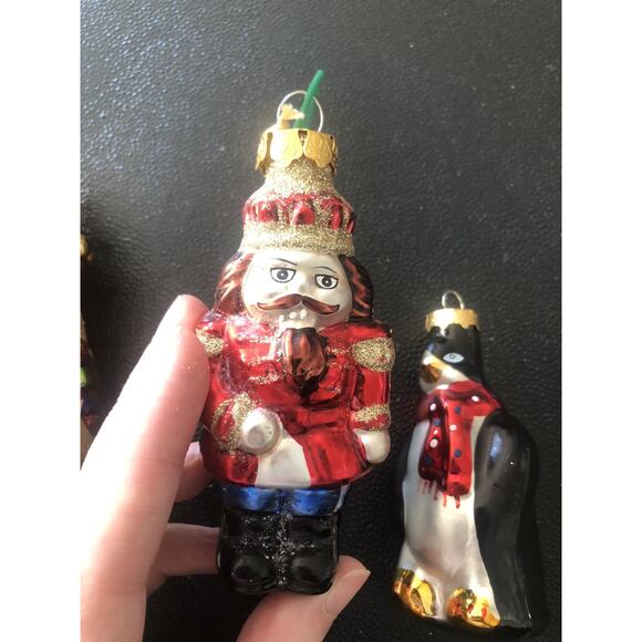 Vintage Eclectic Glass Soldier, Santa Bear, Penguin Christmas Ornaments Set Of 3 - Picture 4 of 7